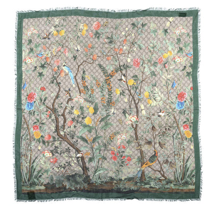 Gucci Modal Silk GG Monogram GG Tian Shawl Scarf Green Dark Green 2 of 8