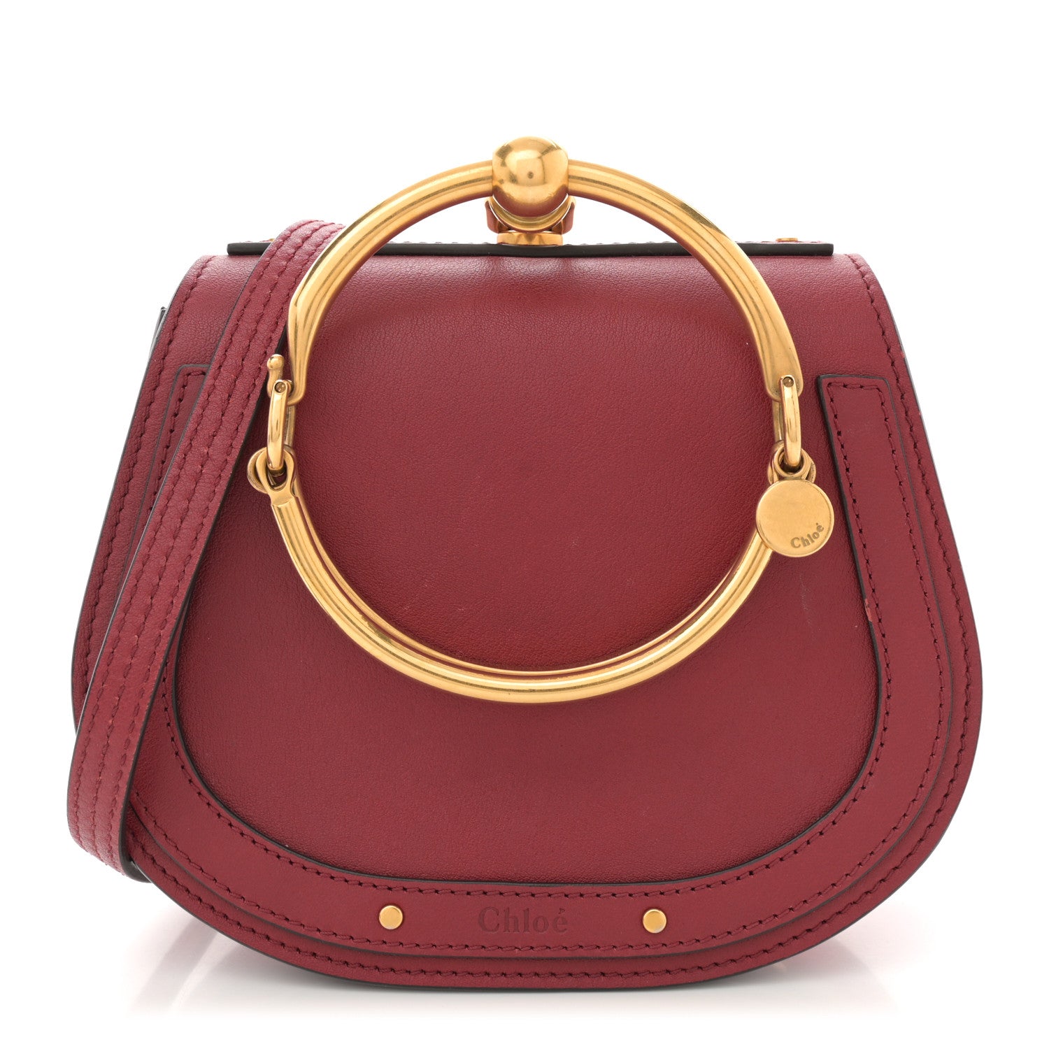 Chloe Calfskin Suede Small Nile Bracelet Bag Intense Red 1 of 11
