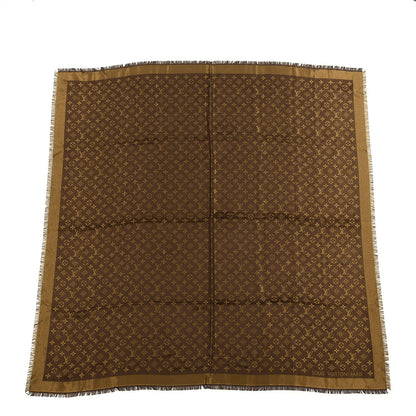 Louis Vuitton Silk Lurex Wool Monogram Shine Shawl Brown 1 of 4