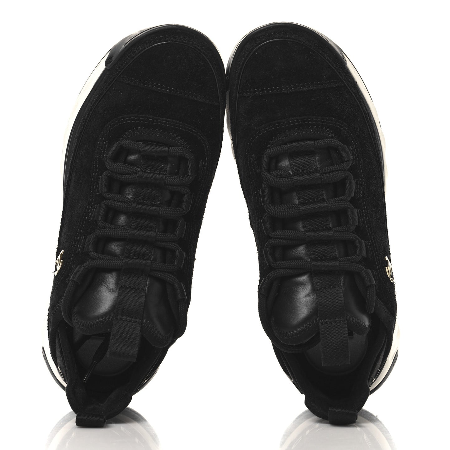 Suede Calfskin Nylon Grosgrain CC Sneakers 37 Black
