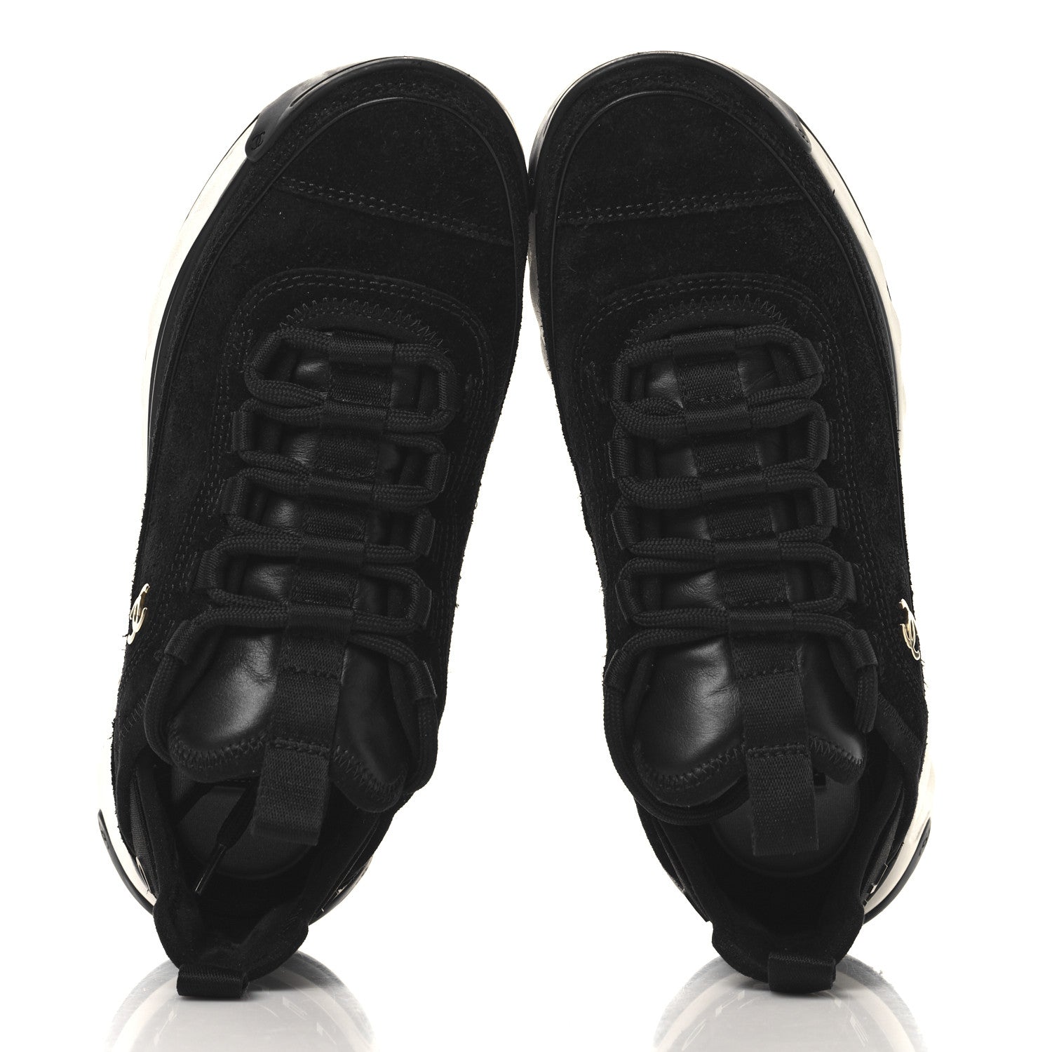 Chanel Suede Calfskin Nylon Grosgrain CC Sneakers 37 Black 2 of 9