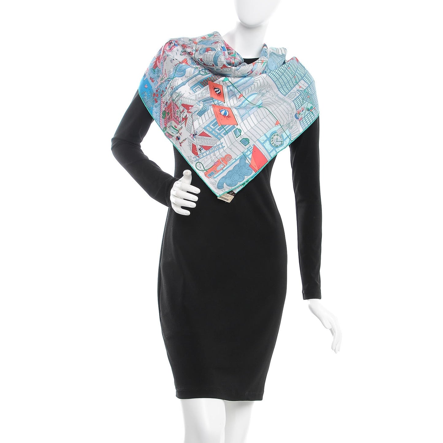 Silk Le Grand Prix Au Faubourg Scarf 90 Bleu Rose Menthol