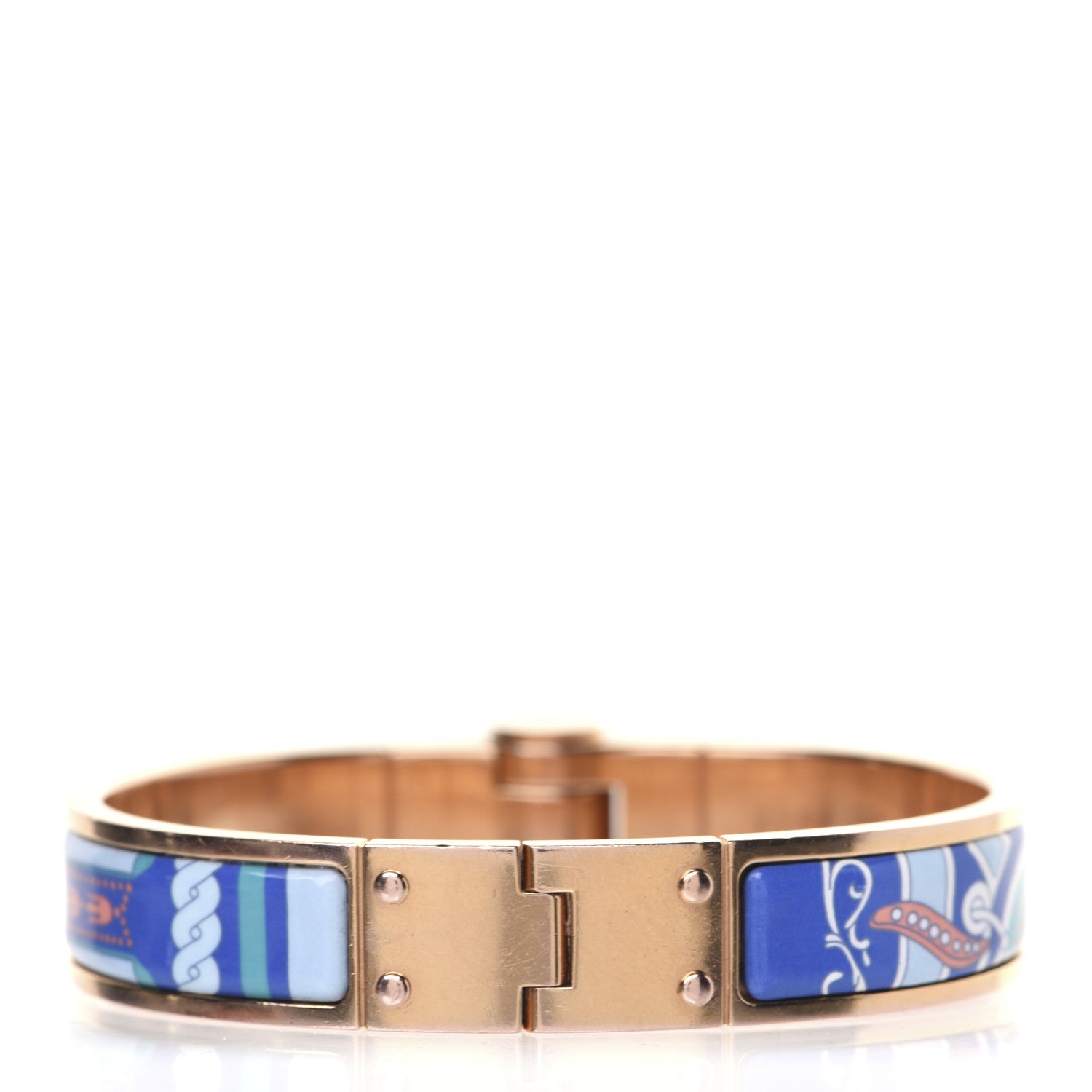 Hermes Enamel Printed Narrow Hinged Bracelet S 4 of 11