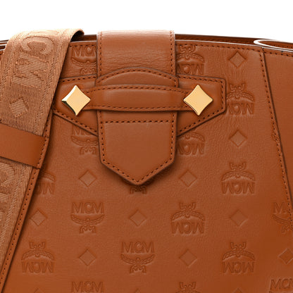 MCM Calfskin Ottomar Monogram Essential Bucket Bag Cognac 7 of 9