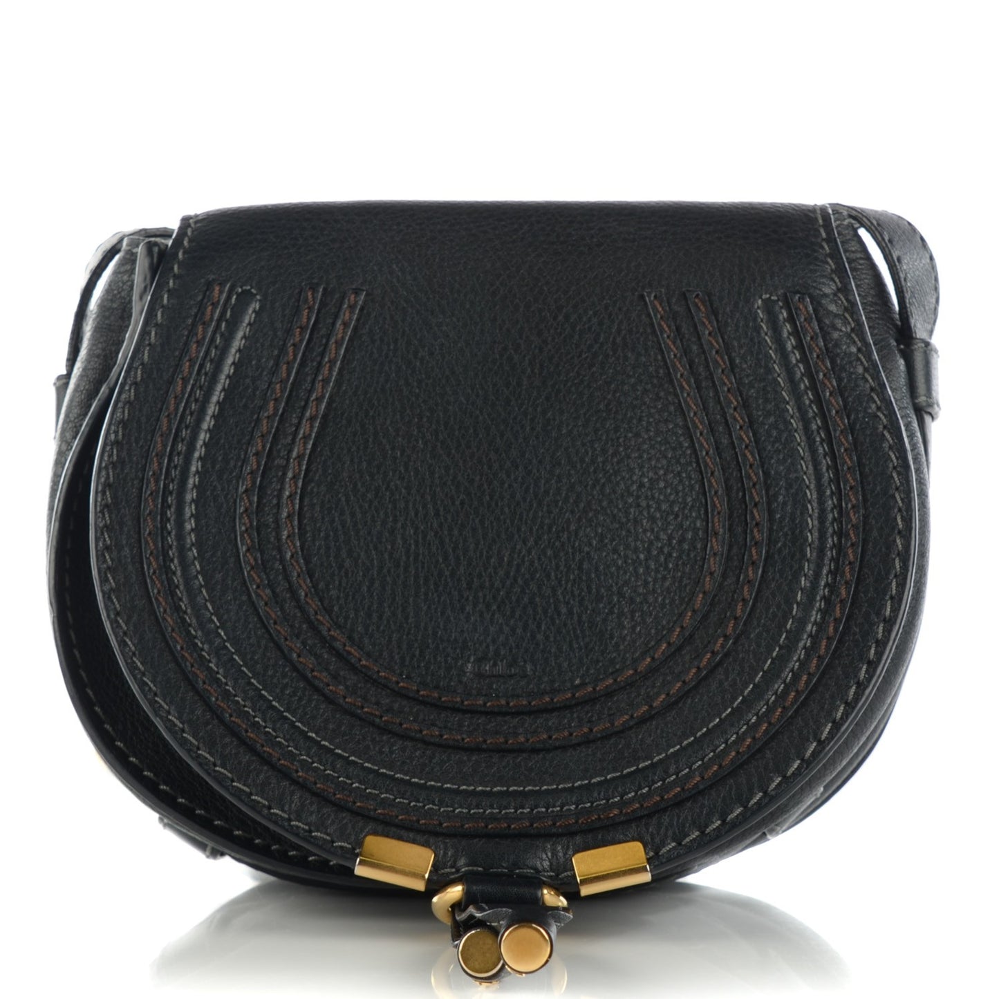 Calfskin Mini Marcie Round Crossbody Bag Black