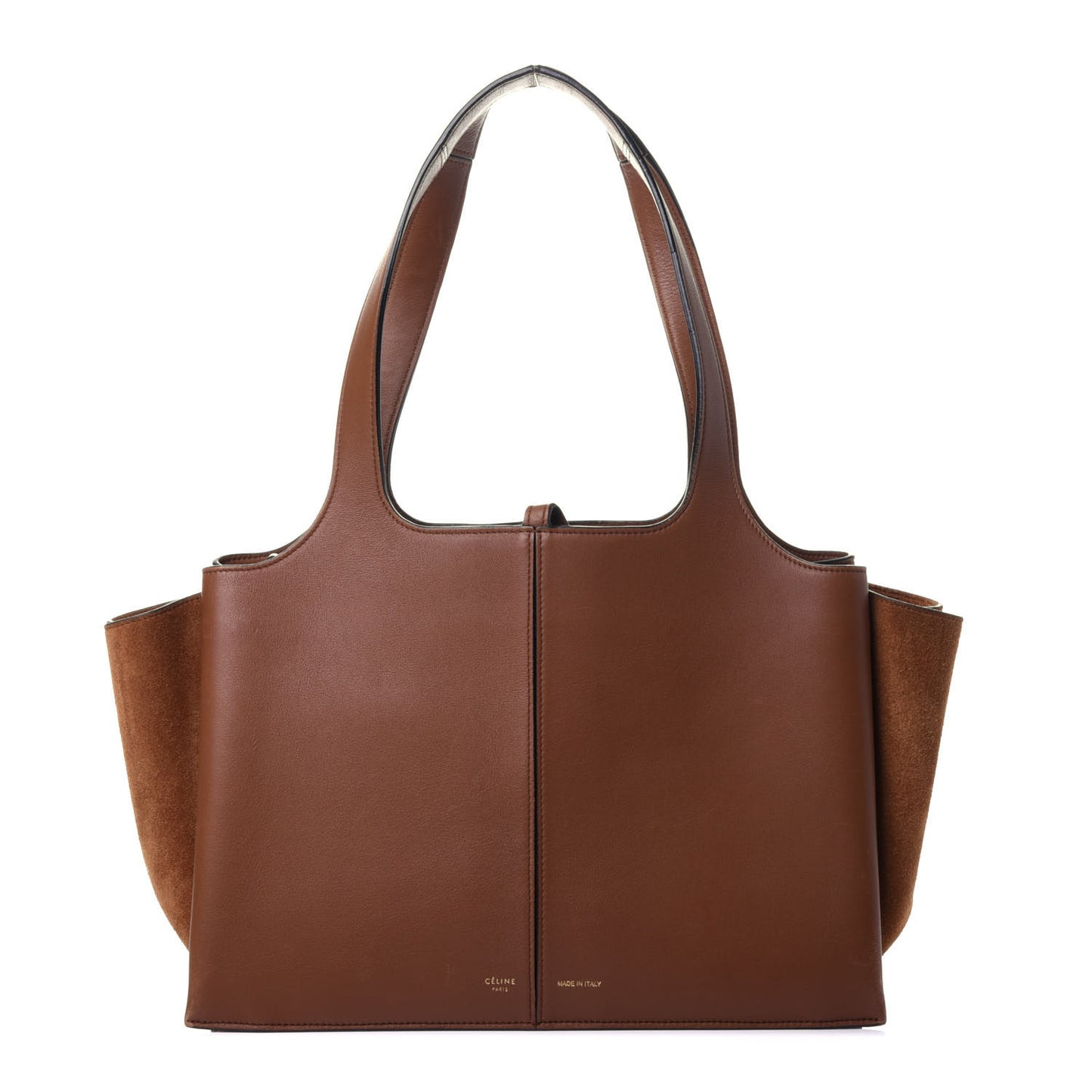 Smooth Calfskin Suede Small Tri-Fold Bag Camel