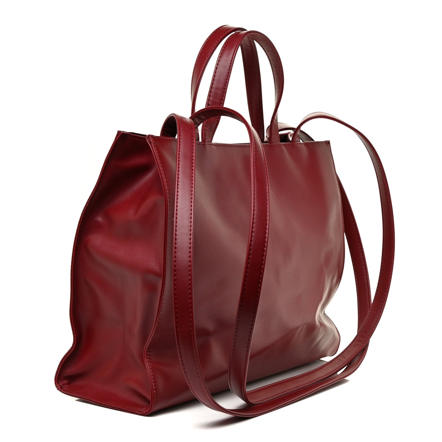 Vegan Leather Medium Shopping Bag Oxblood