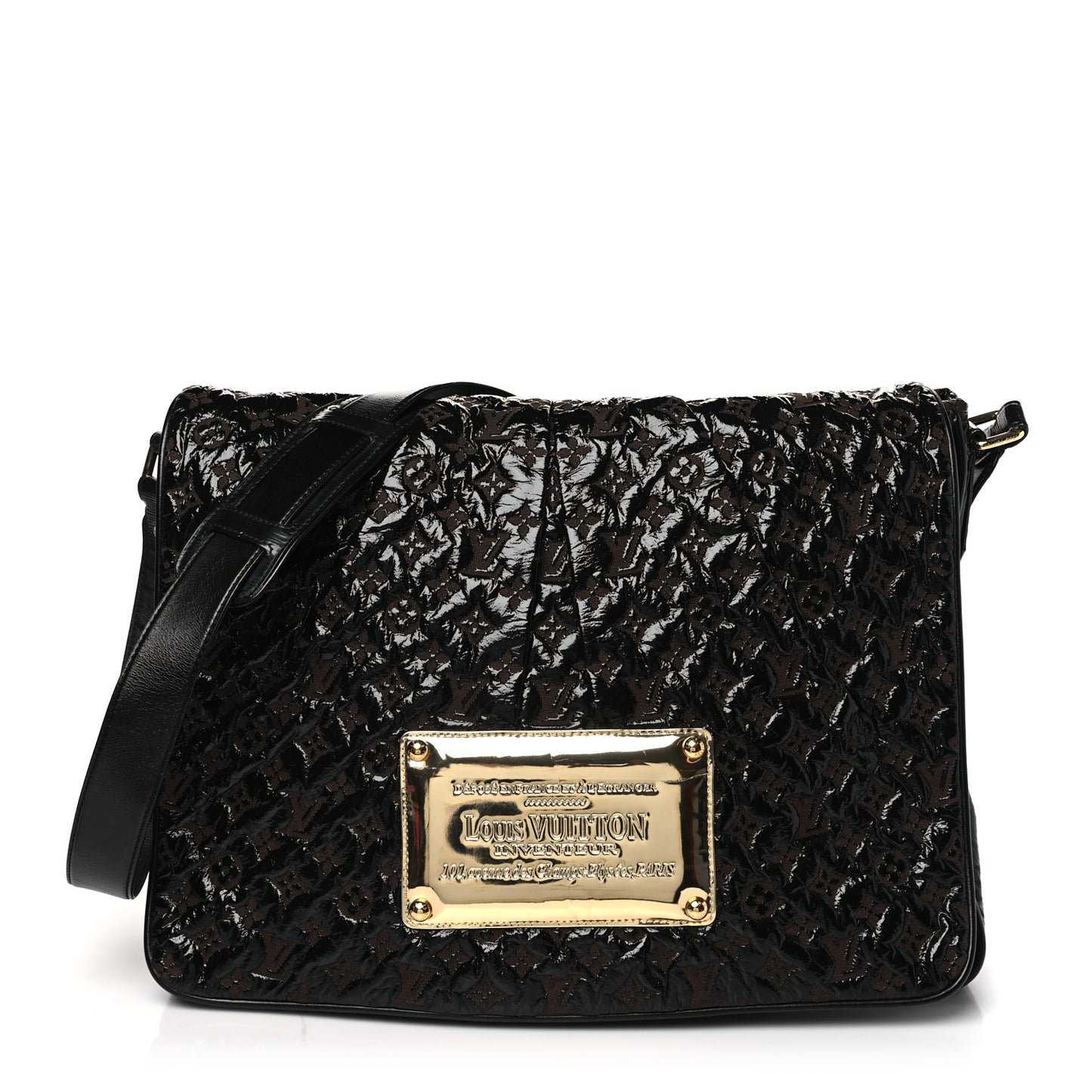 Vinyl Monogram Squishy Inventeur Messenger Bag Black