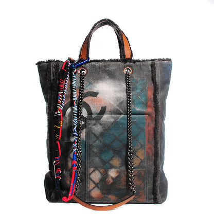 Chanel Canvas Large Graffiti Tote Black 1 of 7