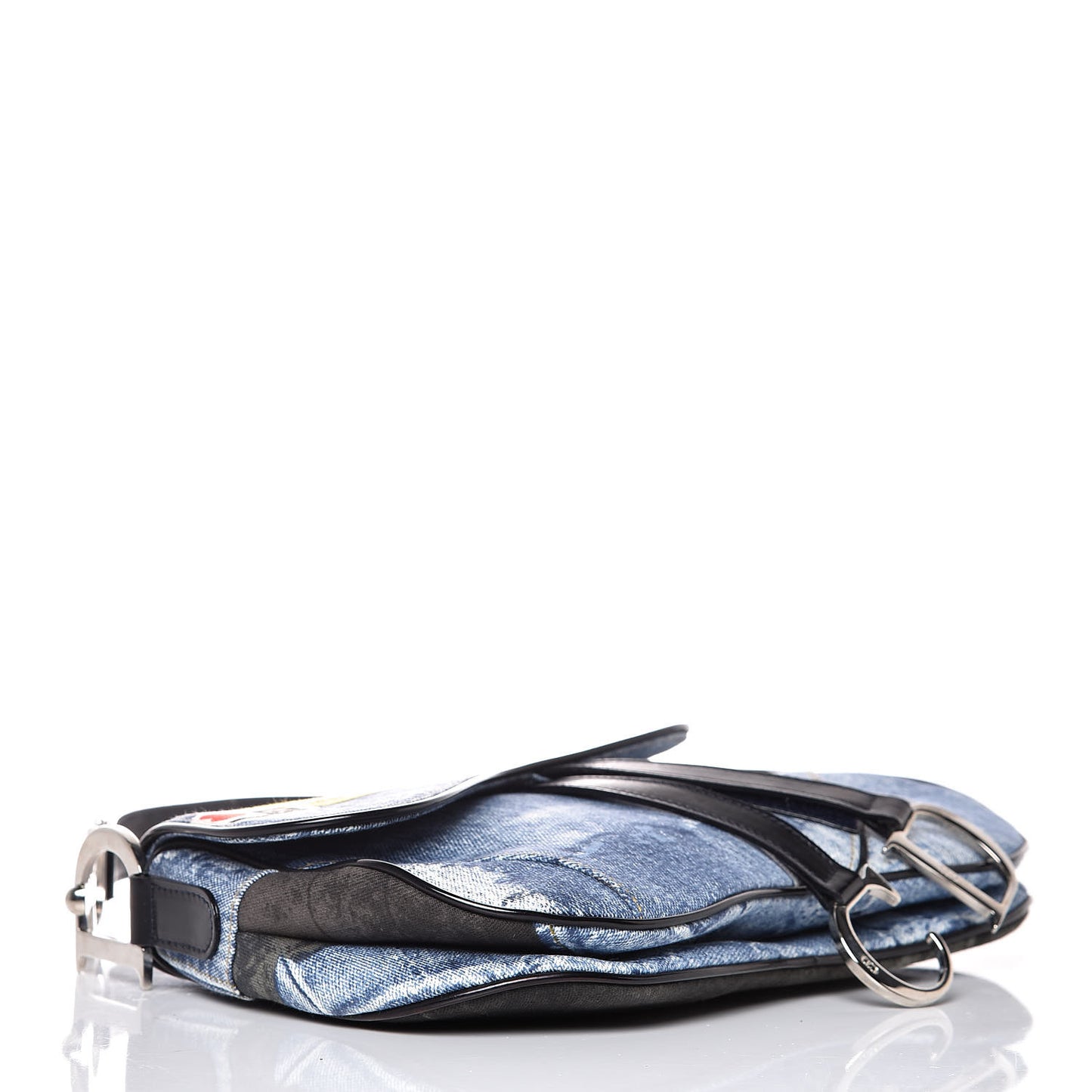 Denim Miss Diorella Double Saddle Bag Blue