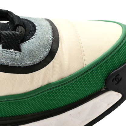Chanel Suede Calfskin Mixed Fibers CC Sneakers 39.5 Ivory Green Light Blue 13 of 15