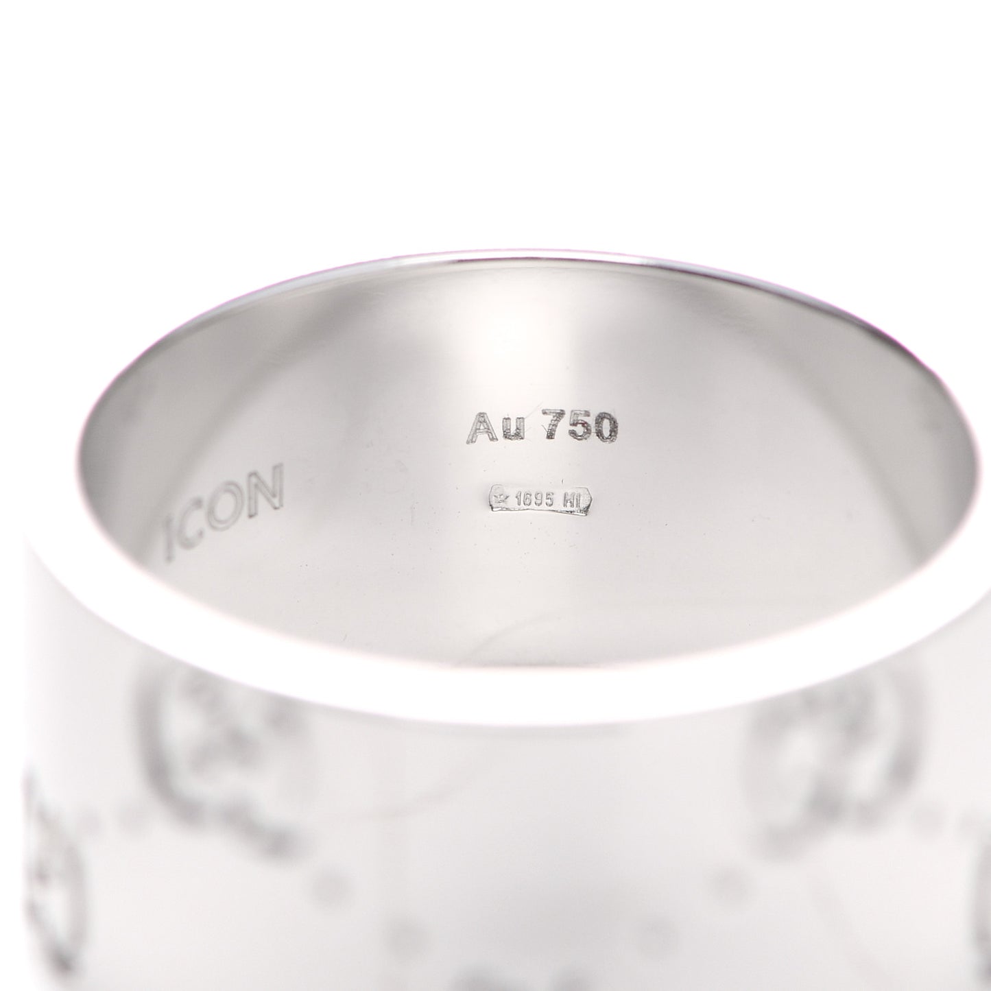 18K White Gold 9mm Icon Band Ring 52 6