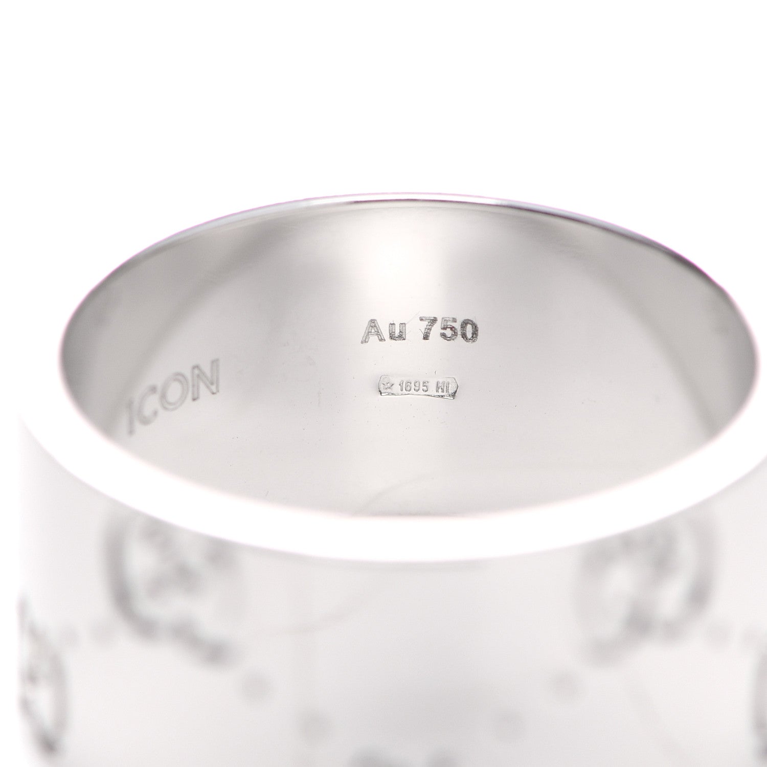 Gucci 18K White Gold 9mm Icon Band Ring 52 6 5 of 7