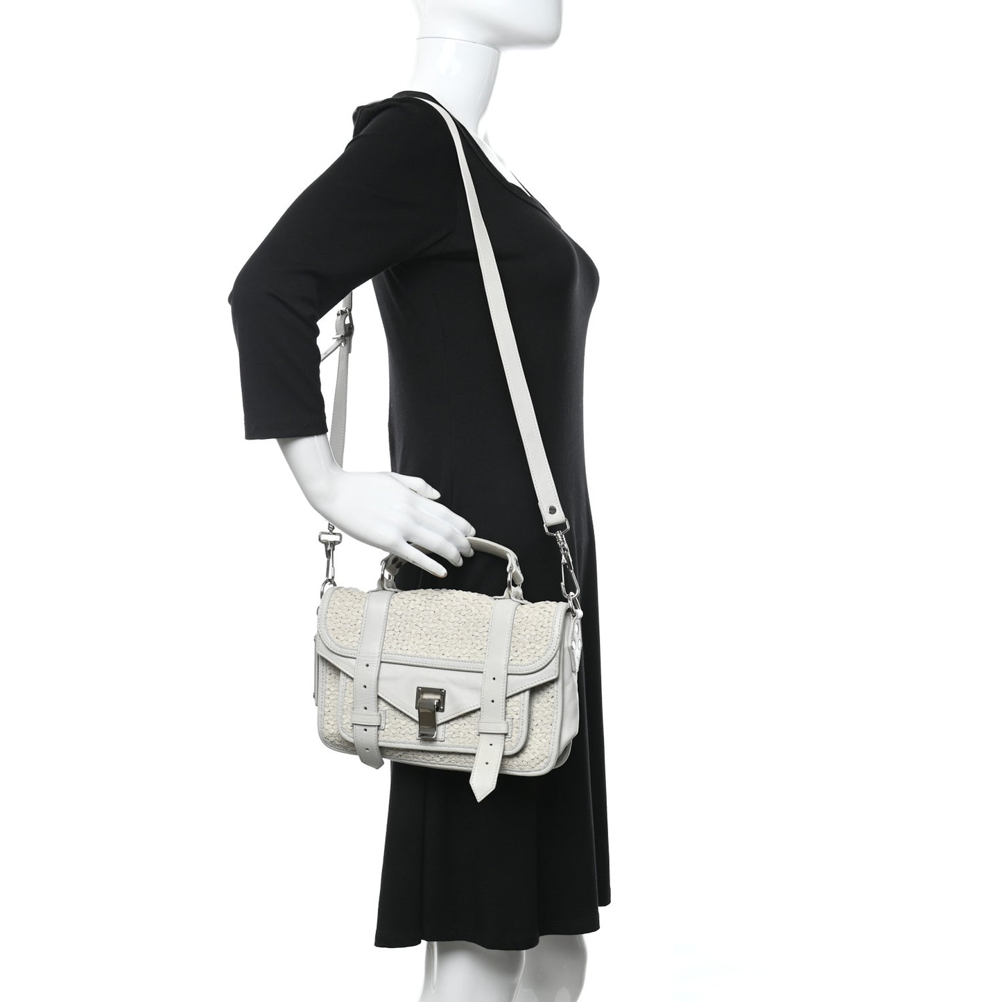 Lambskin Woven Tiny PS1 Satchel Ivory