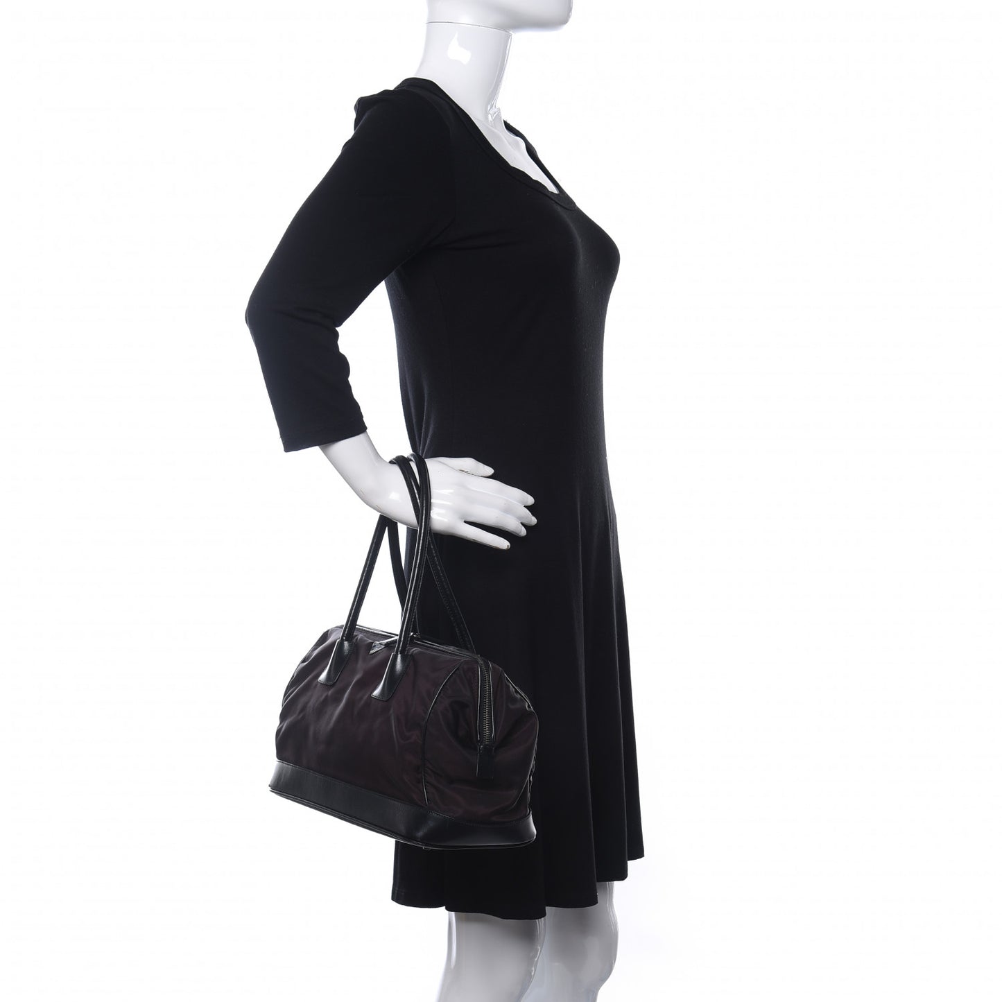 Tessuto Nylon Soft Calfskin Shoulder Bag Ebano