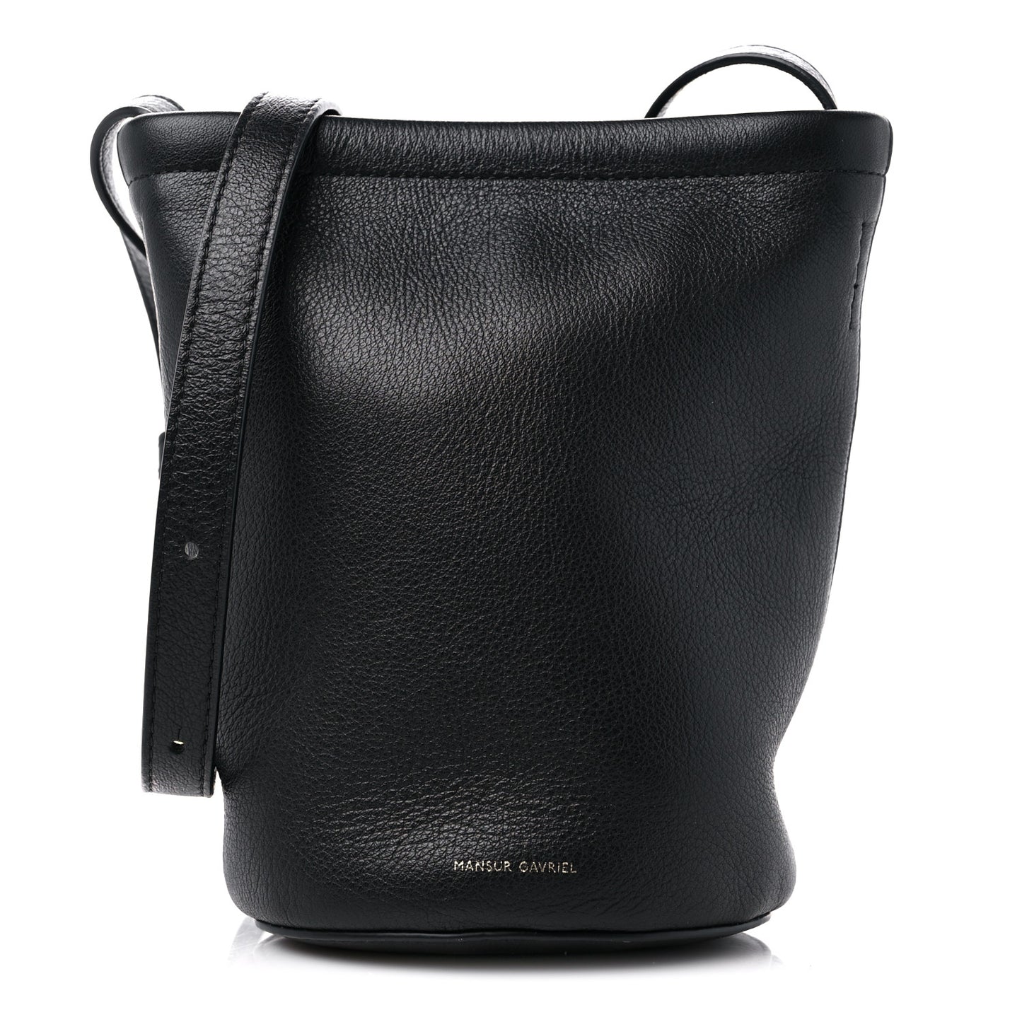 Pebbled Calfskin Mini Zip Bucket Bag Black