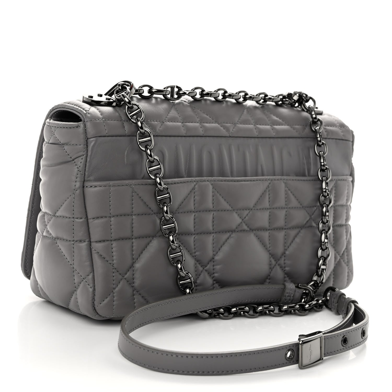 Christian Dior Calfskin Macrocannage Medium Caro Bag Iron Grey 3 of 10