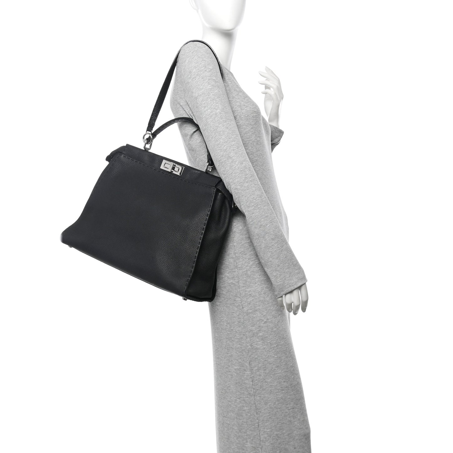 Cuoio Romano Selleria Bi-Color Large Peekaboo Iconic Satchel Black Mou
