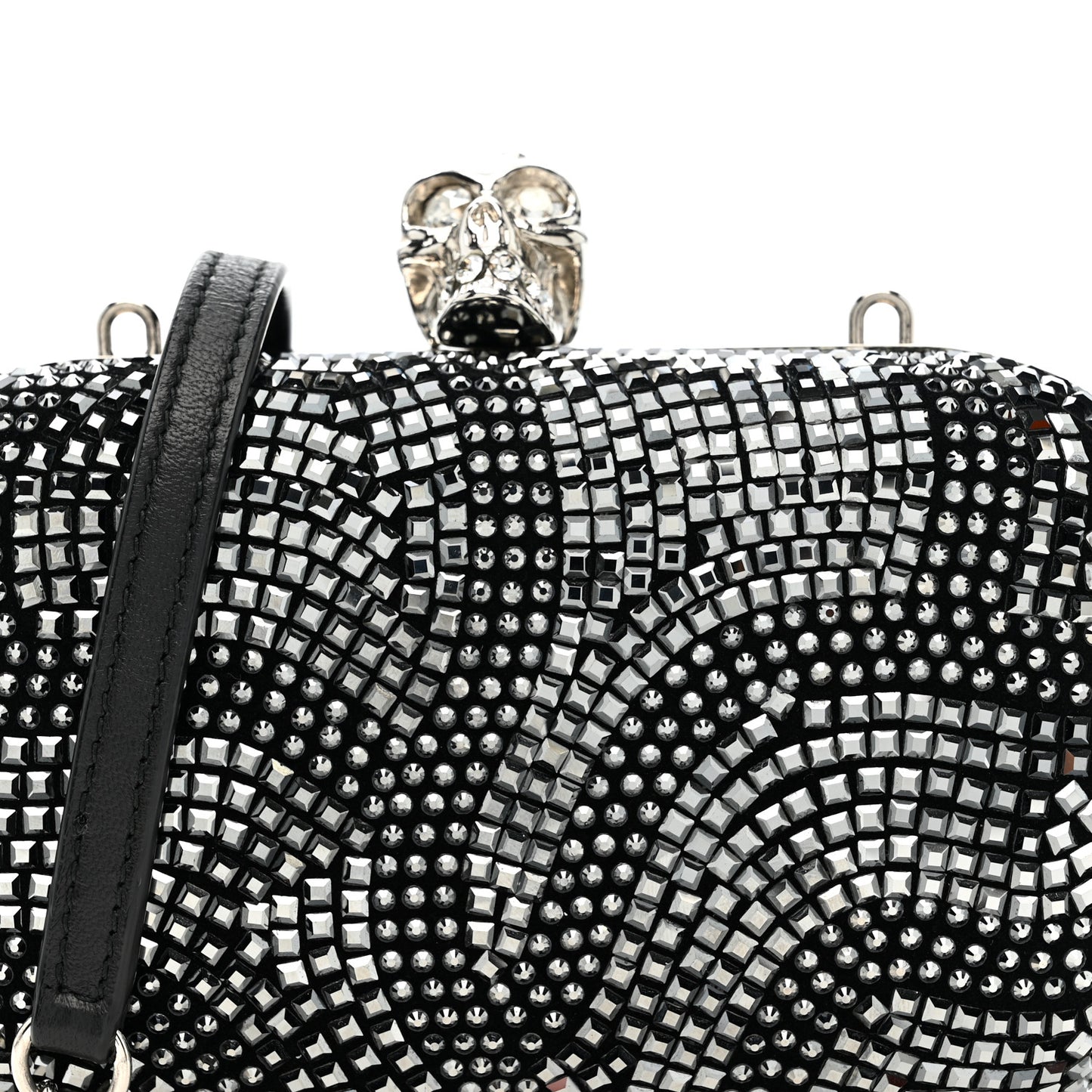 Crystal Knuckle Clutch Charm Silver Black Silver