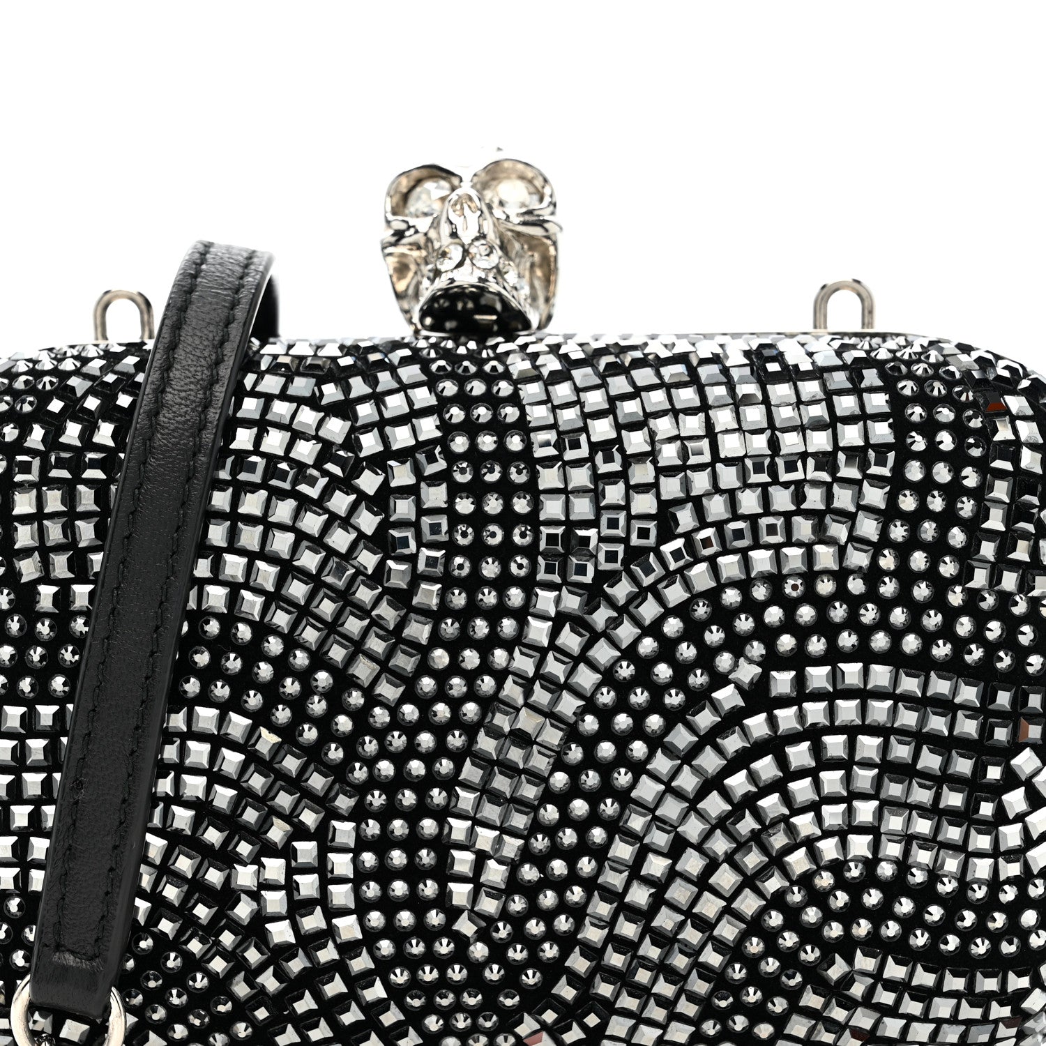 Alexander McQueen Crystal Knuckle Clutch Charm Silver Black Silver 8 of 10