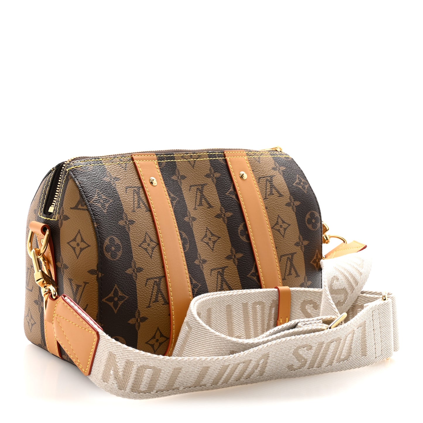 X NIGO Reverse Monogram Stripes City Keepall Bandouliere Brown