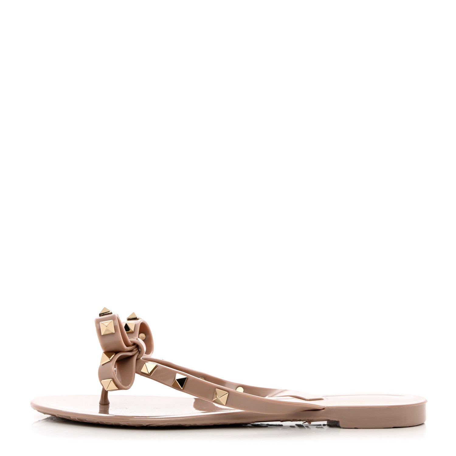 Valentino Garavani PVC Jelly Rockstud Bow Thong Sandals 36 Poudre 1 of 10
