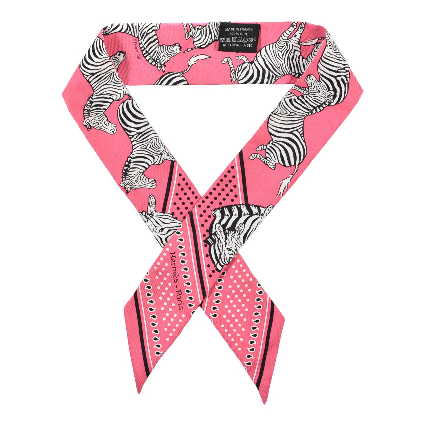 Silk Les Zebres Twilly Rose Bonbon Black