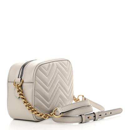Gucci Calfskin Matelasse Small GG Marmont Chain Shoulder Bag Light Grey 3 of 11
