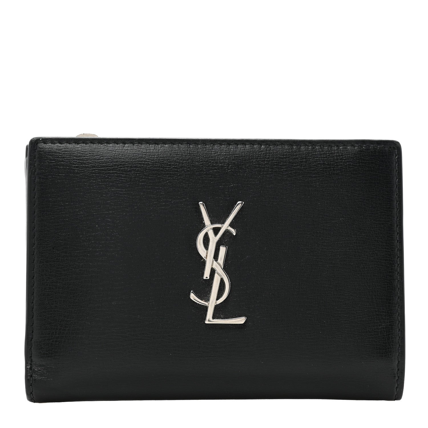 Saint Laurent Calfskin Monogram Bi Fold Zipped Wallet Black 1 of 12