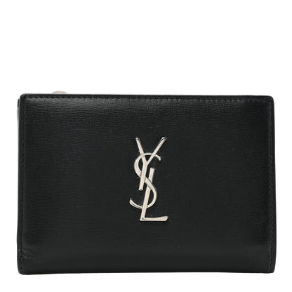 Saint Laurent Calfskin Monogram Bi Fold Zipped Wallet Black 1 of 12