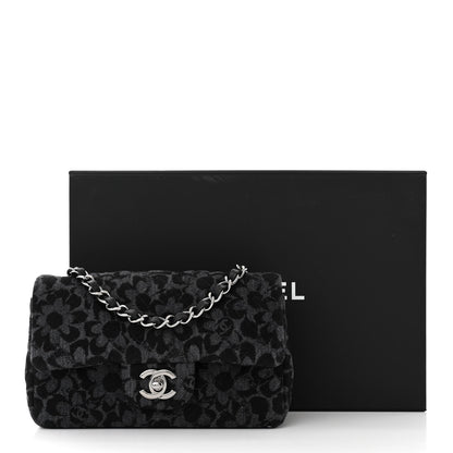 Chanel Printed Denim Quilted Flower Mini Rectangular Flap Black 11 of 11