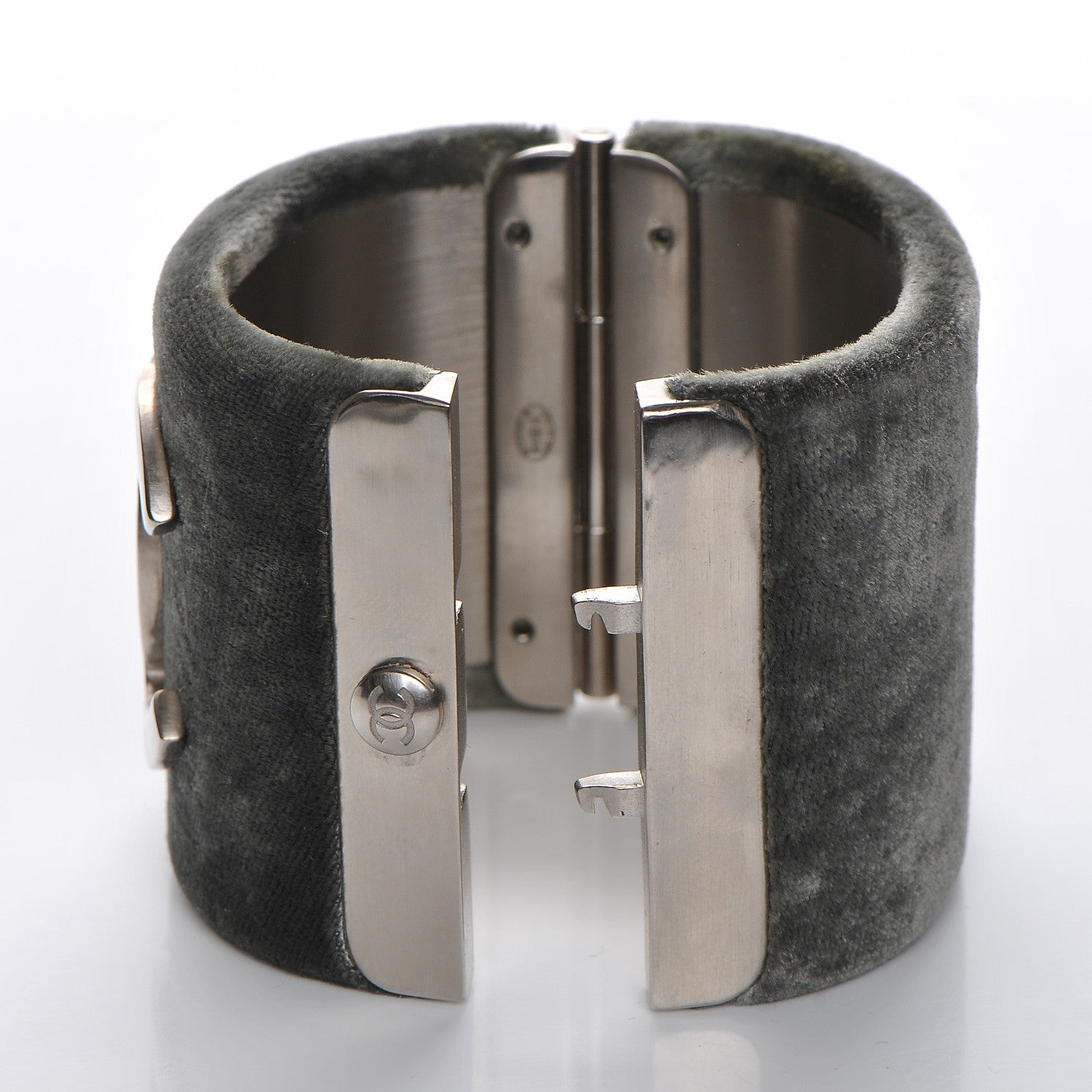 Chanel Velvet CC Cuff Silver Grey 4 of 6