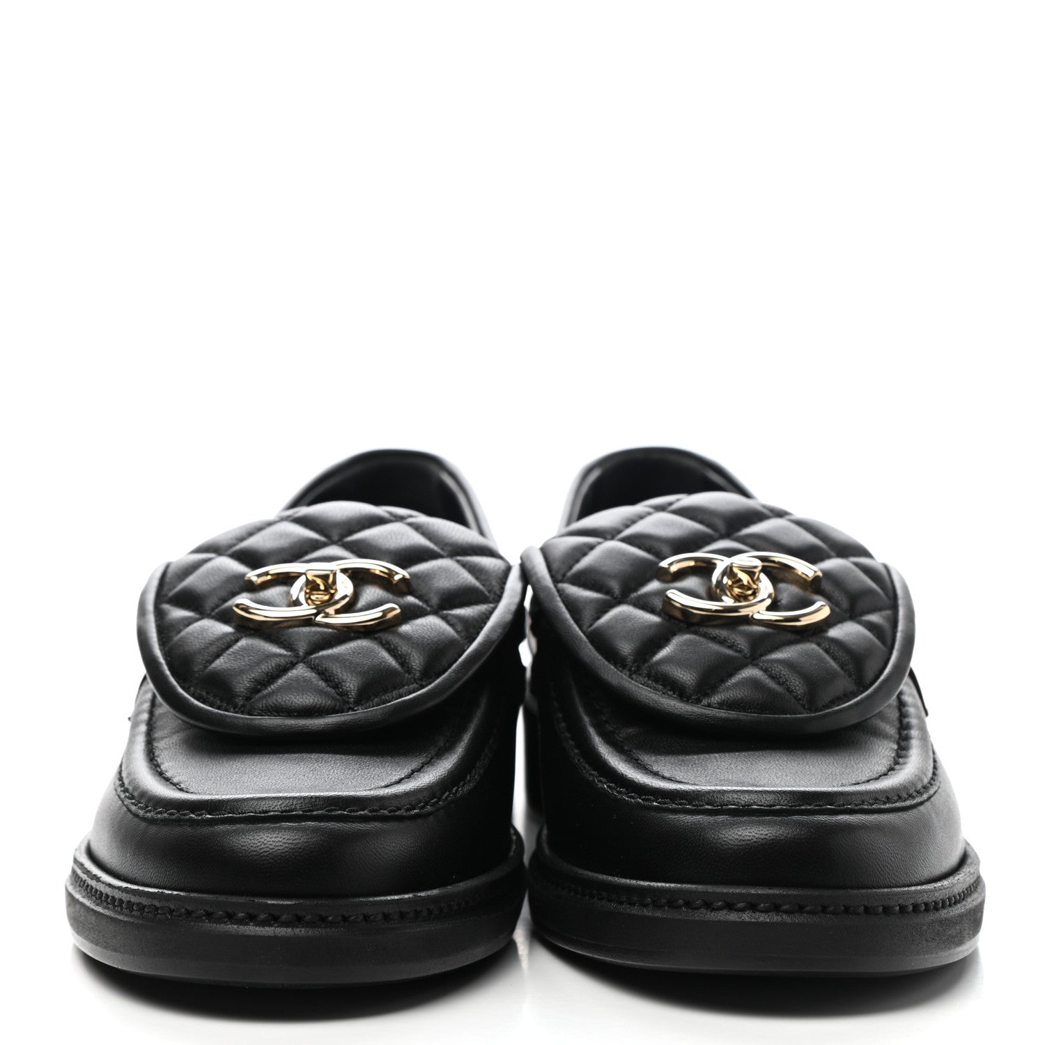Chanel Lambskin Quilted CC Turnlock Loafers 38 Black 2 of 9