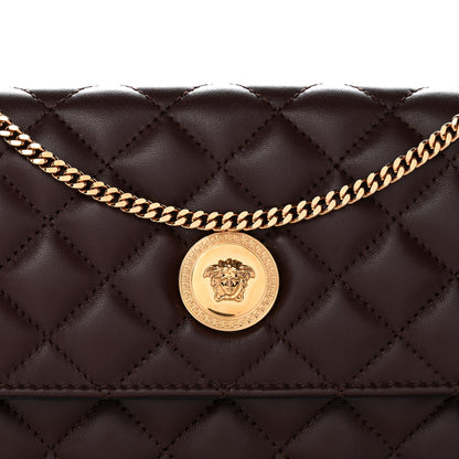 Versace Lambskin Quilted Medusa Wallet On Chain Crossbody Chocolate 7 of 10