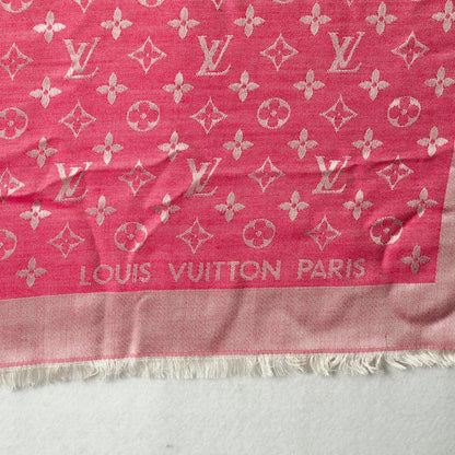 Louis Vuitton Silk Wool Monogram Denim Shawl Pivoine 4 of 5