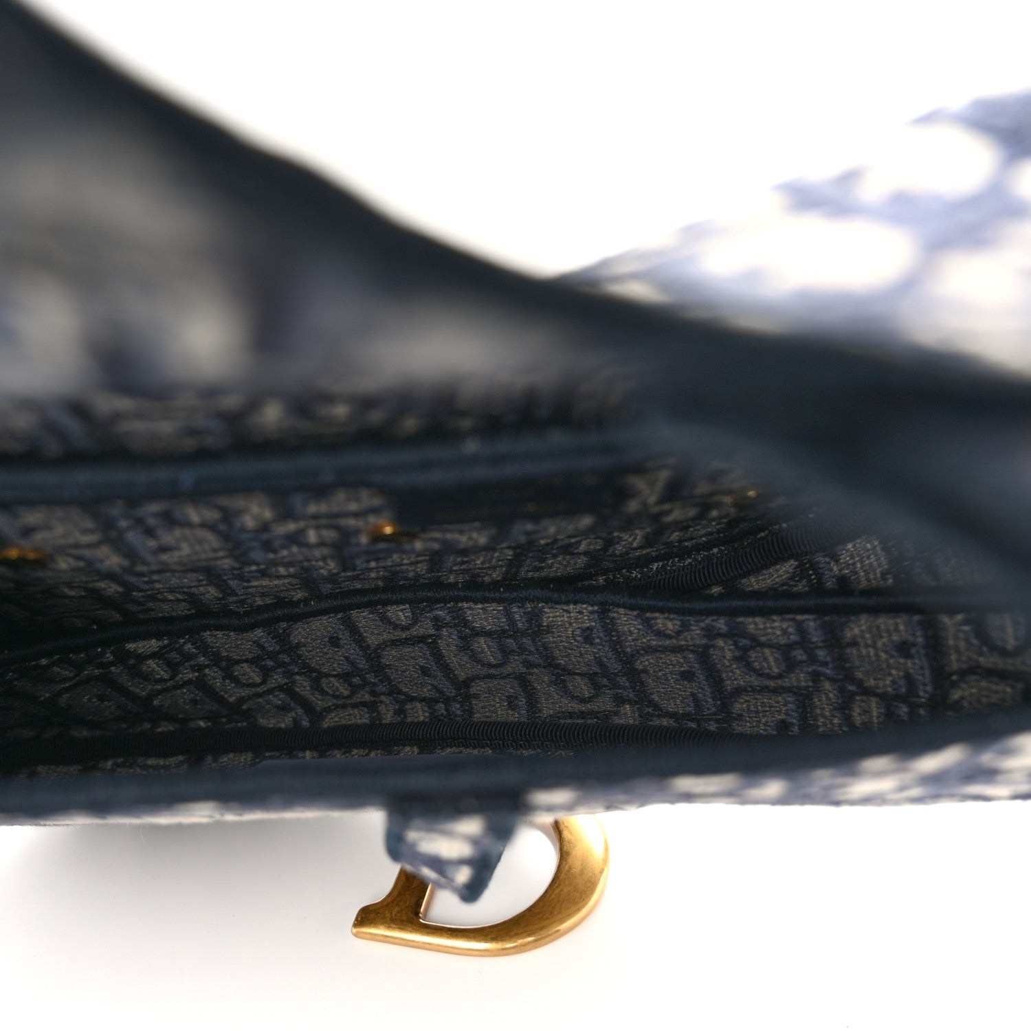 Christian Dior Oblique Embroidered Saddle Bag Blue 5 of 10