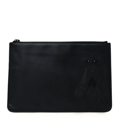 Fendi Calfskin Embroidered Bug Pouch Black 1 of 9