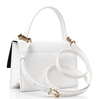 Balenciaga Patent Calfskin Lizard Embossed XS Sharp Top Handle Bag White 3 of 13