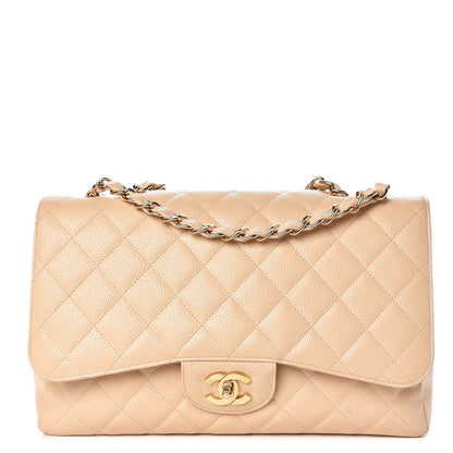Chanel Caviar Quilted Jumbo Single Flap Beige Clair 1 of 14