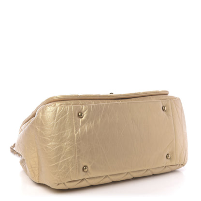Chanel Metallic Aged Calfskin Quilted Large Pondichery Flap Gold 5 of 13