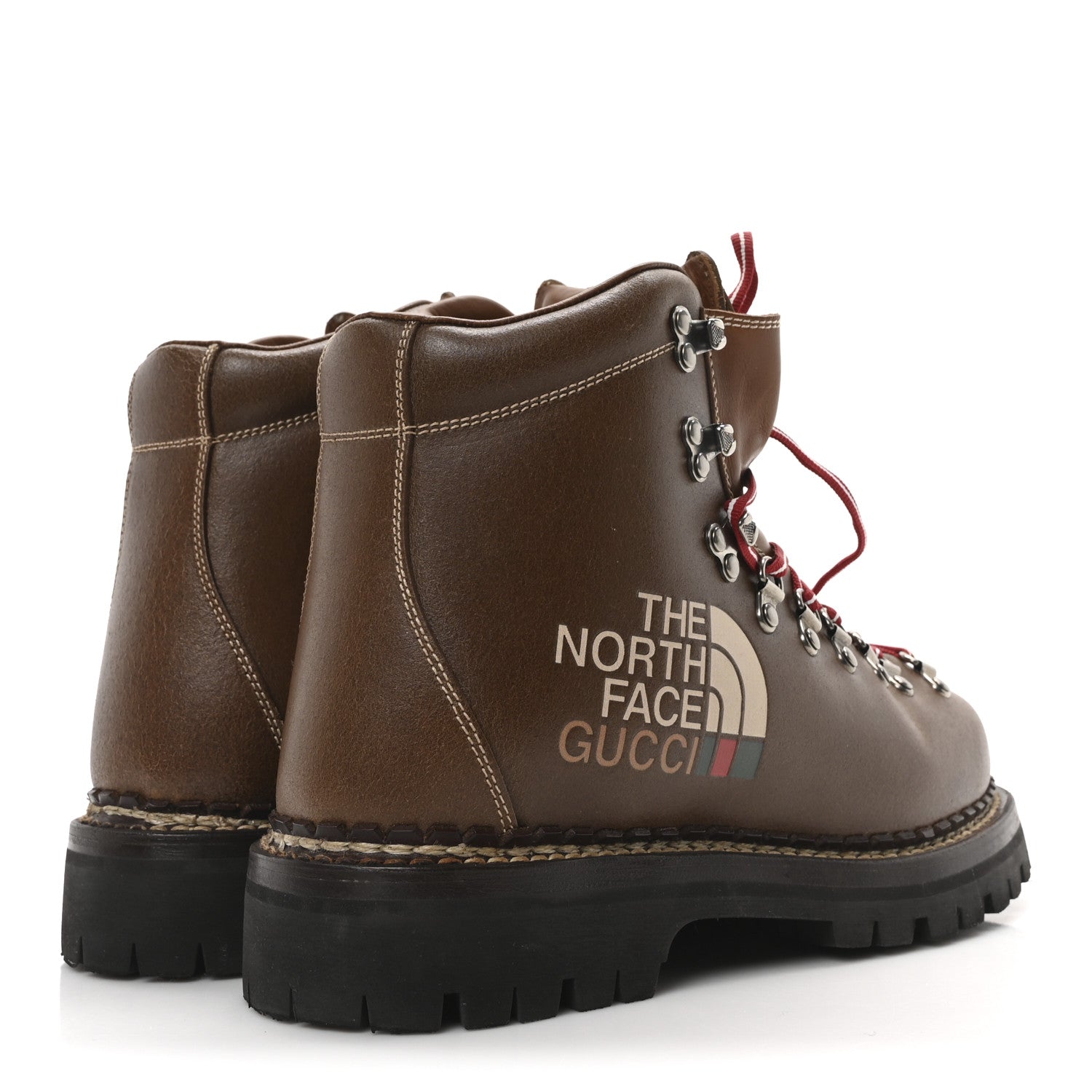 Gucci X THE NORTH FACE Calfskin Mens Hiking Ankle Boots 39 Foggy Tabacco Cuir 5 of 8