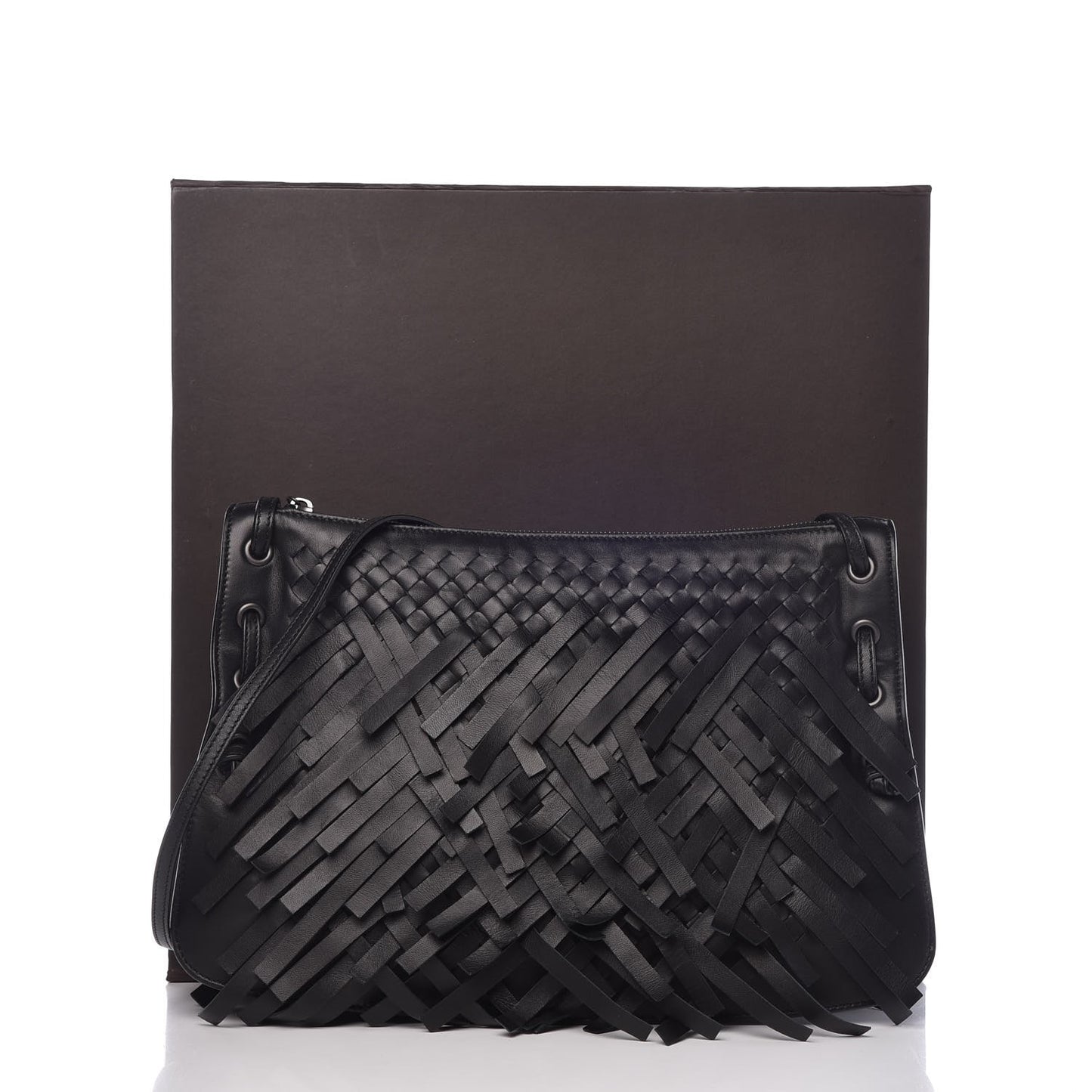 Nappa Intrecciato Palio Fringe Messenger Black