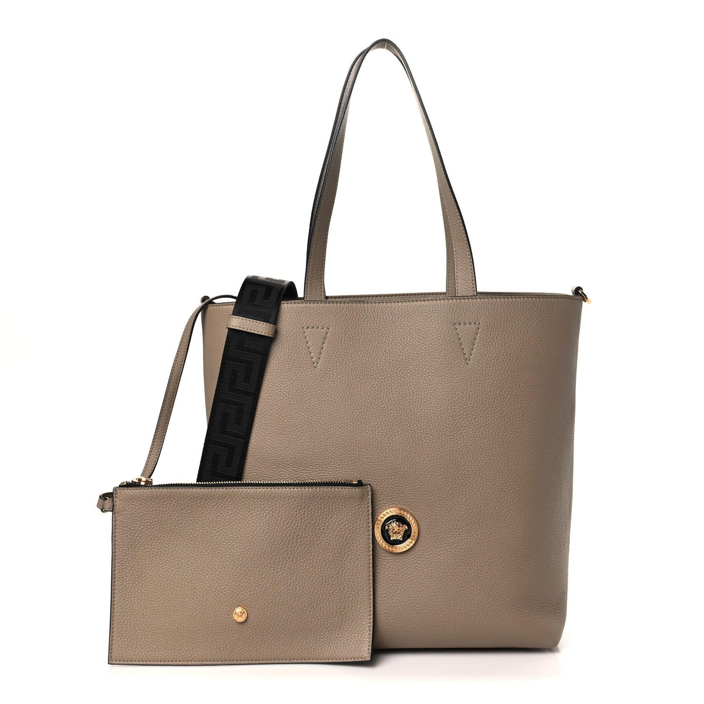 Grained Calfskin Medusa Tote Beige