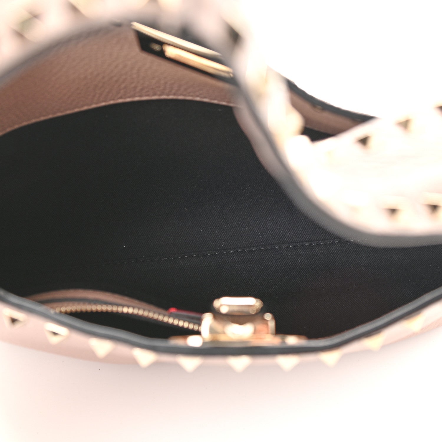 Valentino Garavani Pebbled Calfskin Small Rockstud Flip Lock Hobo Poudre 5 of 8