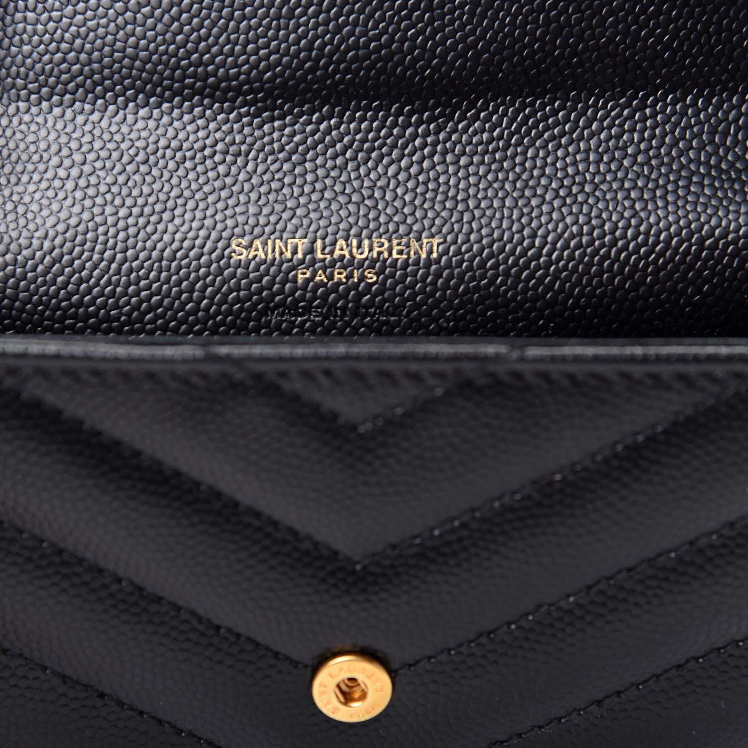 Saint Laurent Grain De Poudre Matelasse Chevron Small Monogram Envelope Wallet Black 6 of 8