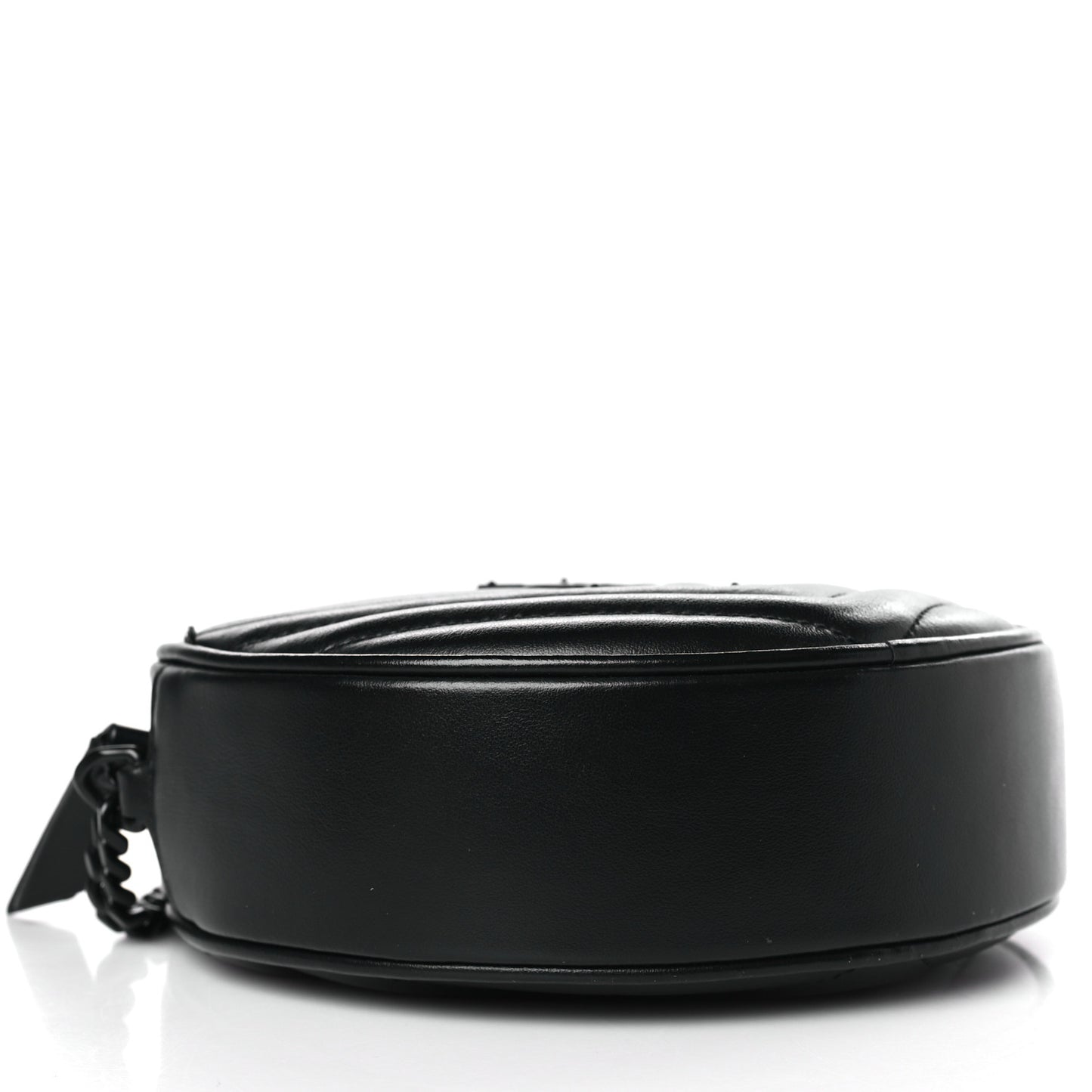 Calfskin Matelasse Chevron Round Vinyle Camera Bag Black