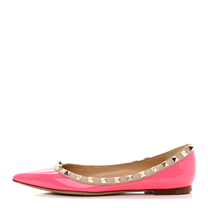 Valentino Garavani Patent Nappa Rockstud Ballerina Flats 36 Fuxia Fluo Poudre 1 of 9