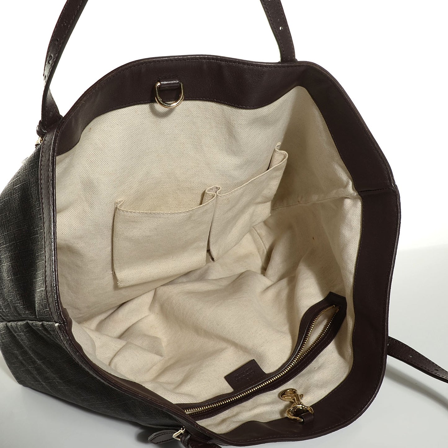 GG Supreme Monogram Medium Nice Tote Dark Brown