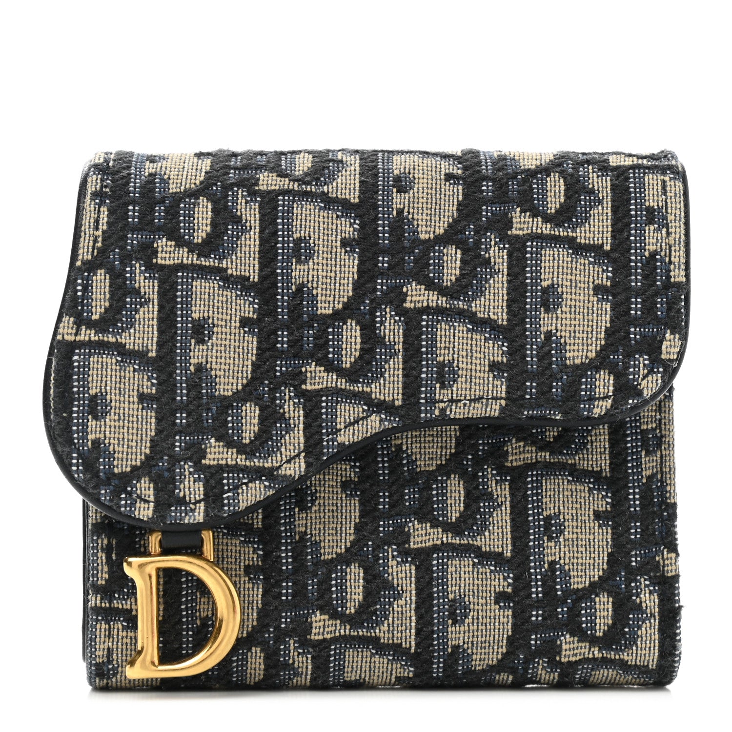 Christian Dior Oblique Saddle Lotus Wallet Blue 1 of 9