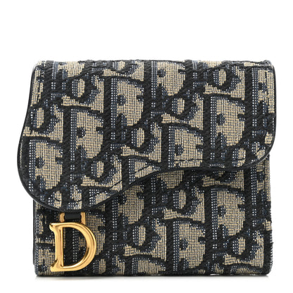 Christian Dior Oblique Saddle Lotus Wallet Blue 1 of 9
